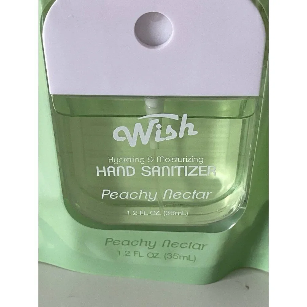 Wish Scented Hand Sanitizer Spray 1.2 Fl Green Peachy‎ Nectar Hydrating NEW